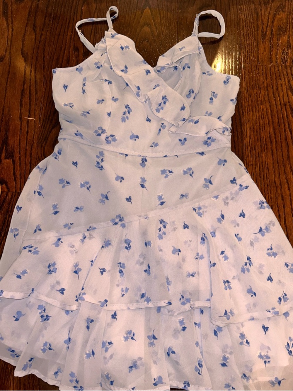 Light Blue Floral Ruffle Romper
